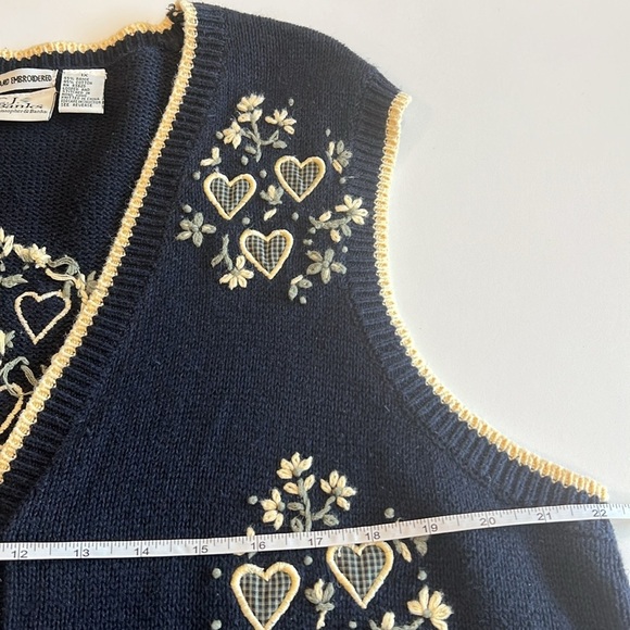 Christopher & Banks Blue Cream V-Neck Sweater - 1x - Picture 5 of 7